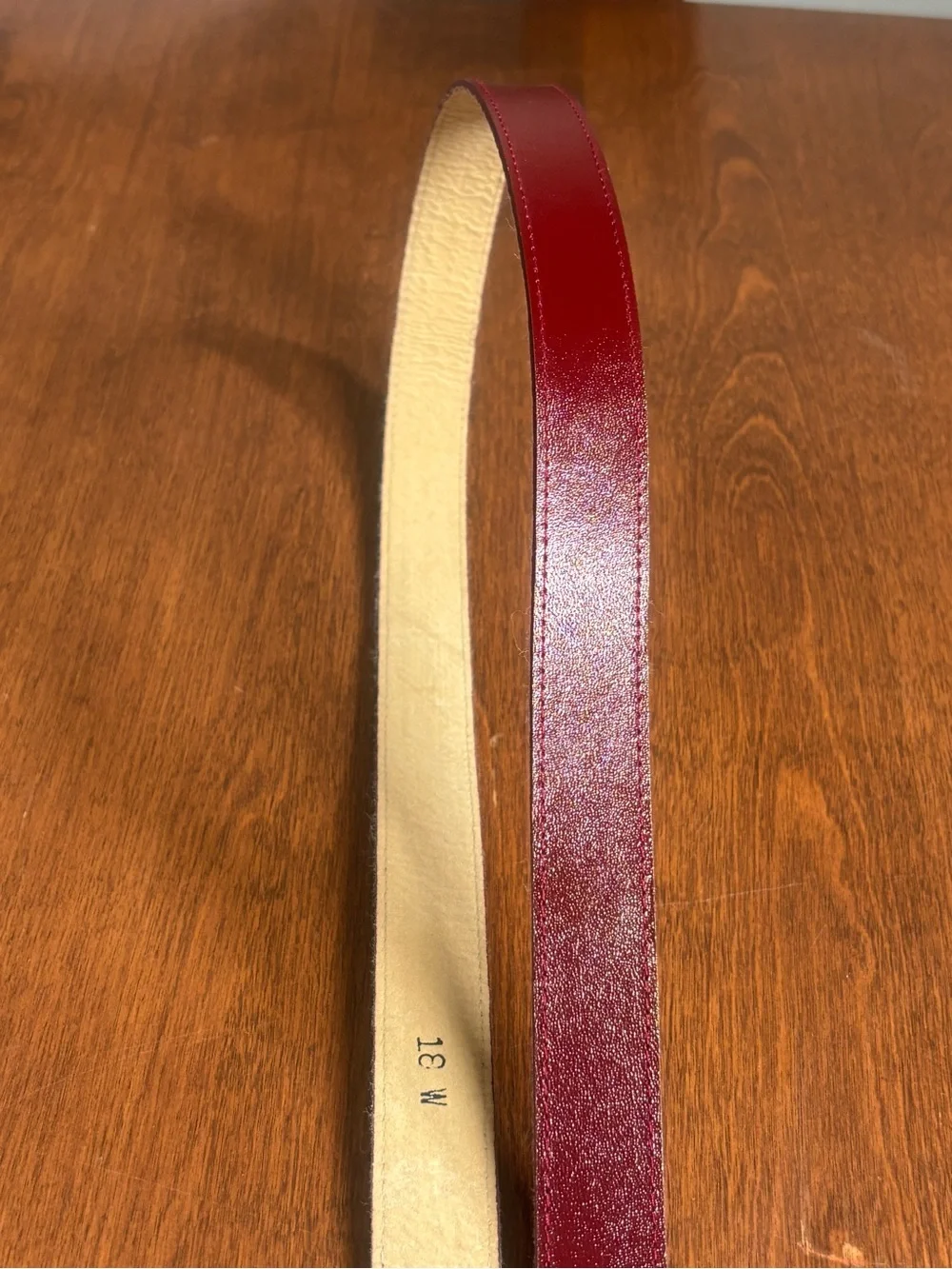 Women's Leather Belt in Burgundy with Gold Buckle
